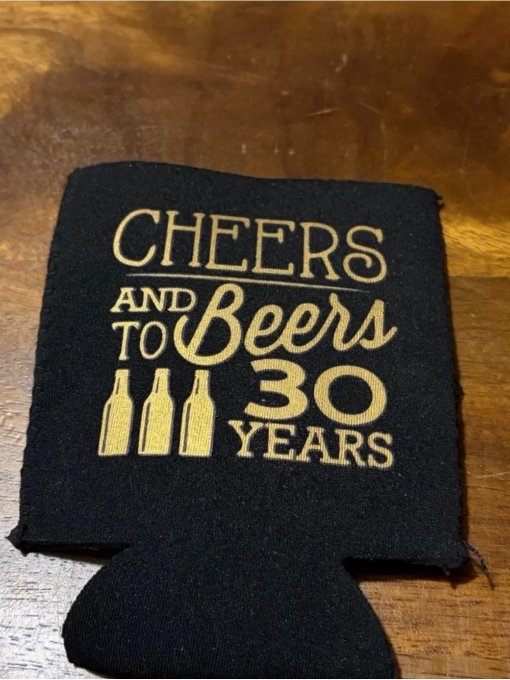 Cheers and to Beers 30 Years Black and Gold Can Cooler